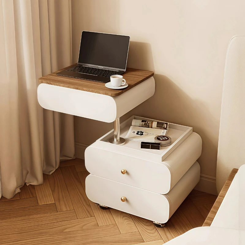 

French cream wind flip dresser removable lifting makeup table small apartment bedroom simple creative bedside table