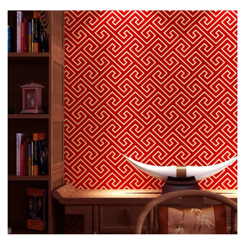 New Chinese style wallpaper back pattern classical Zen Chinese style hotel living room big red TV background wallpaper
