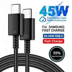 5A 45W Type C to Type C Super Fast Charge Cable For Samsung S22 S23 S24 Plus S25 S26 A53 A54 A55 USB-C Rapid Charging Data Line