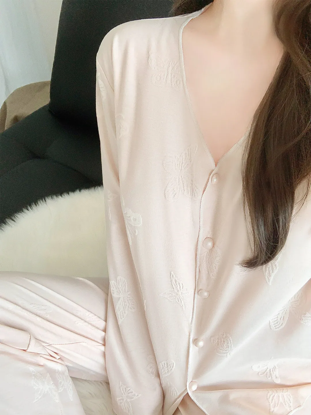 Elegant Sleeveless Sleepwear Women's Spring Autumn New Season with Chest Pad Long Sleeve Home Clothes Autumn Home Style