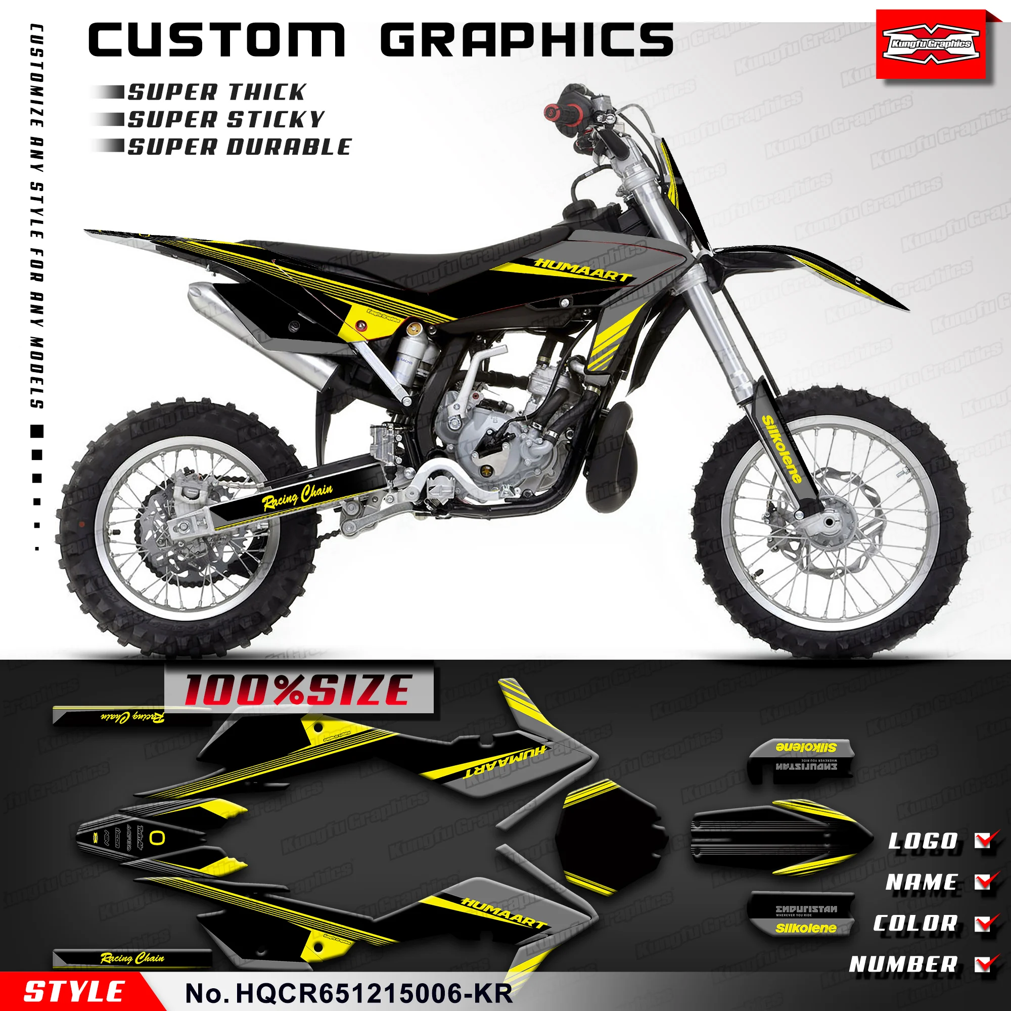 

KUNGFU GRAPHICS Dirt Bike Decals Stickers Set for Husqvarna CR65 CR 65 2012 2013 2014 2015 Decoration, HQCR651215006-KR