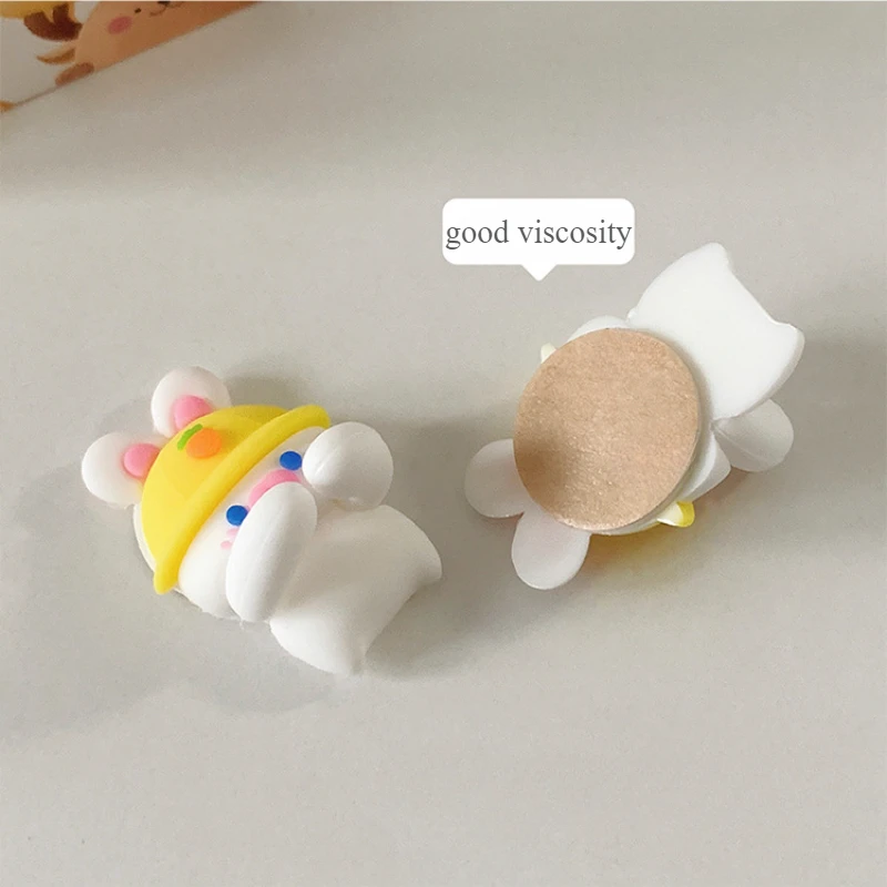 2Pcs Cute Cartoon Silicone Animal Desk Edge Cable Organizer Girls Office Desk Deco Gadget Data Cable Charging Wire Fixing Clip