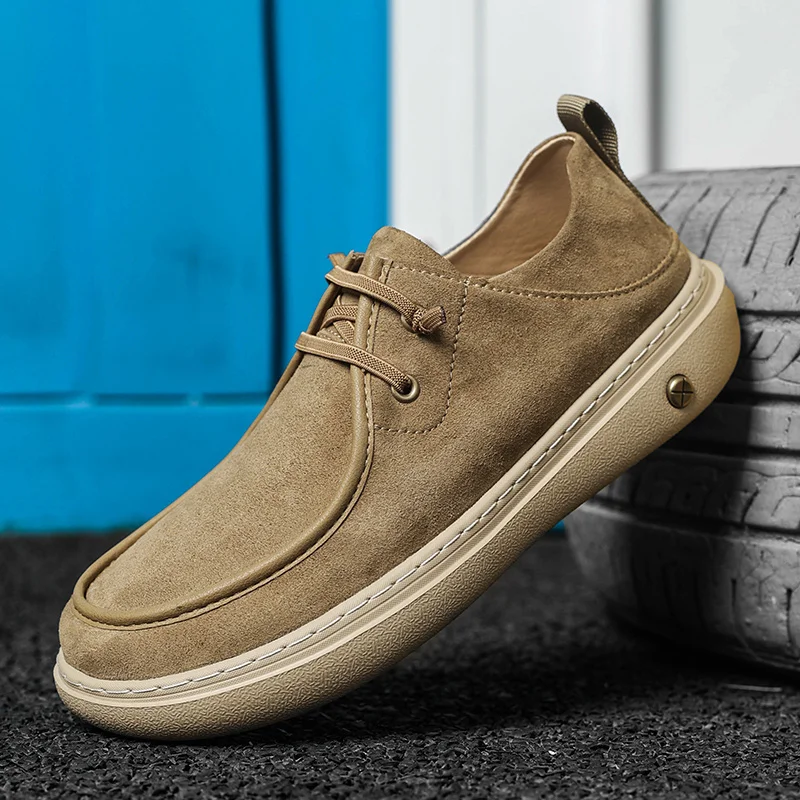 

Новые осенние мужские замшевые универсальные повседневные туфли модного бренда, удобные, на шнуровке, легкие, на толстой подошве, лоферы