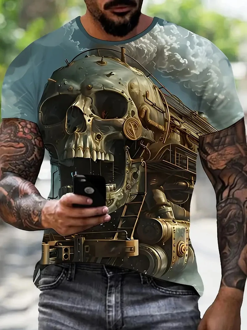 New Fashion Train Pattern 3d Print T Shirt Men Women Summer Casual Short Sleeve Oversized T-Shirt Tee Harajuku Y2k Kids Clothing