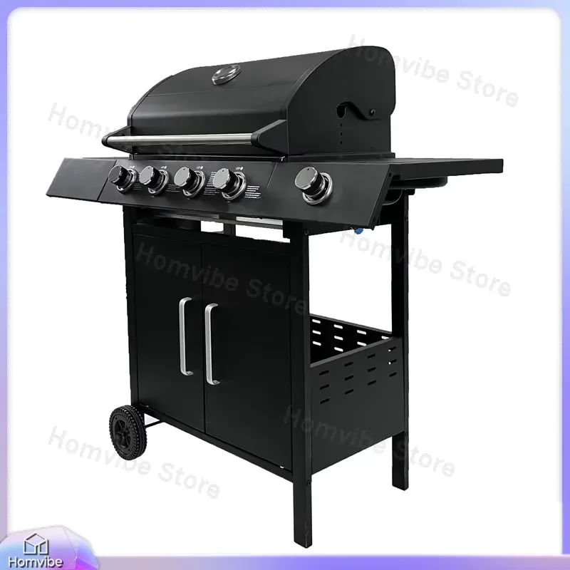 Stainless Steel Outdoor Gas BBQ Grill for Patio Backyard Camping Portable Barbecue Grill with Rotisserie Kit and Adjustable