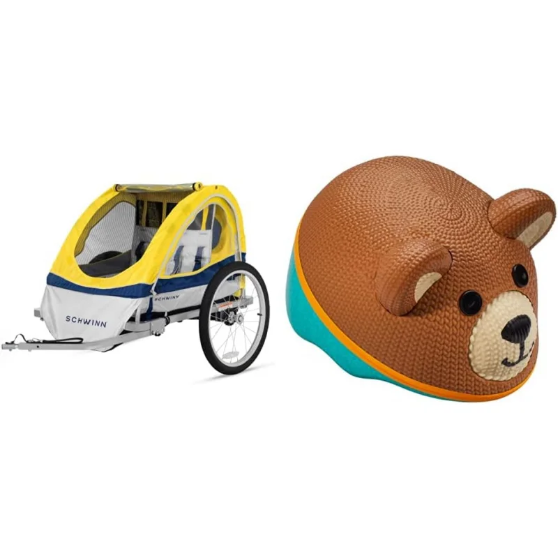 Echo Child Bike Trailer and Teddy Bear Kids Bike Helmet Bundle