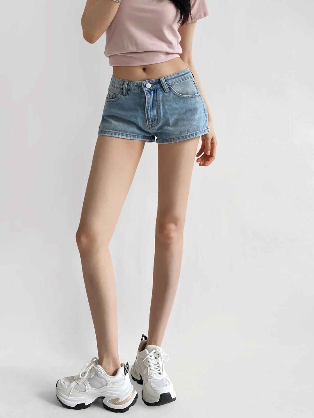 

American Sle Spicy Girl mid Low Waist Straight Leg Denim orts Women Summer Slimming Leg Lengthening Versatile Ultra ort...