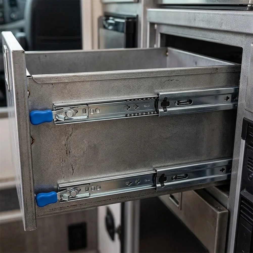 Lockable 53mm Slide Rails with Three Section Buffer for RVs Cabinets and Drawers 10inch 12inch 14inch 16inch Build