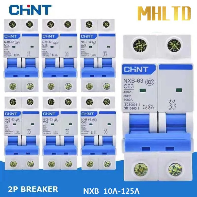 

CHINT NXB-63 2P AC MCB C Curve 400 В Миниатюрный разрыв цепи 6 10 16 20 25 32 40 63A Защита от перегрузки DZ47 C Стиль воздушного переключателя