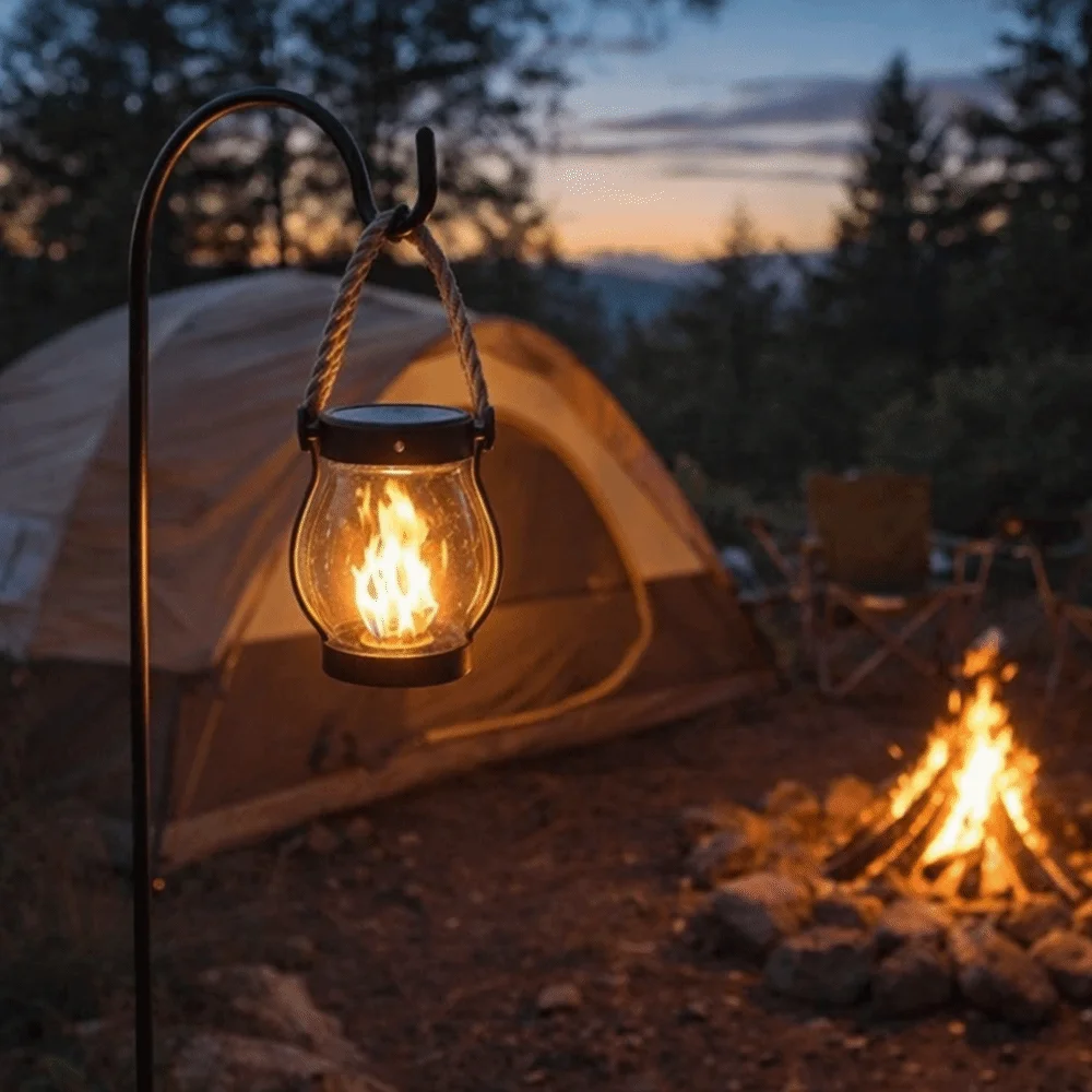 Flame Effect Flame Lights Camping Light Rope USB Rechargeable Solar Flame Lights Solar energy Plastic Outdoor Lights Courtyard