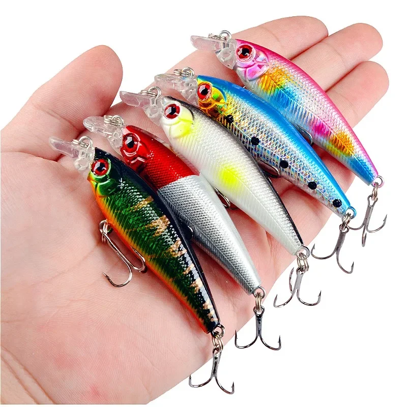 

5 pcs Minnow Spinning Crank Wobbler Lures 70mm 6.5g New Sea Fishing Half Water Artificial Quality Hard Bait BASS TROUT Lure