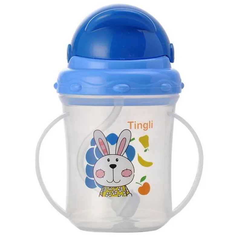 

150 ML Baby Feeding Water Cup Bottle Sippy Cups With Handles Cute Cartoon Kids PP Straw Bottles Training Drink water