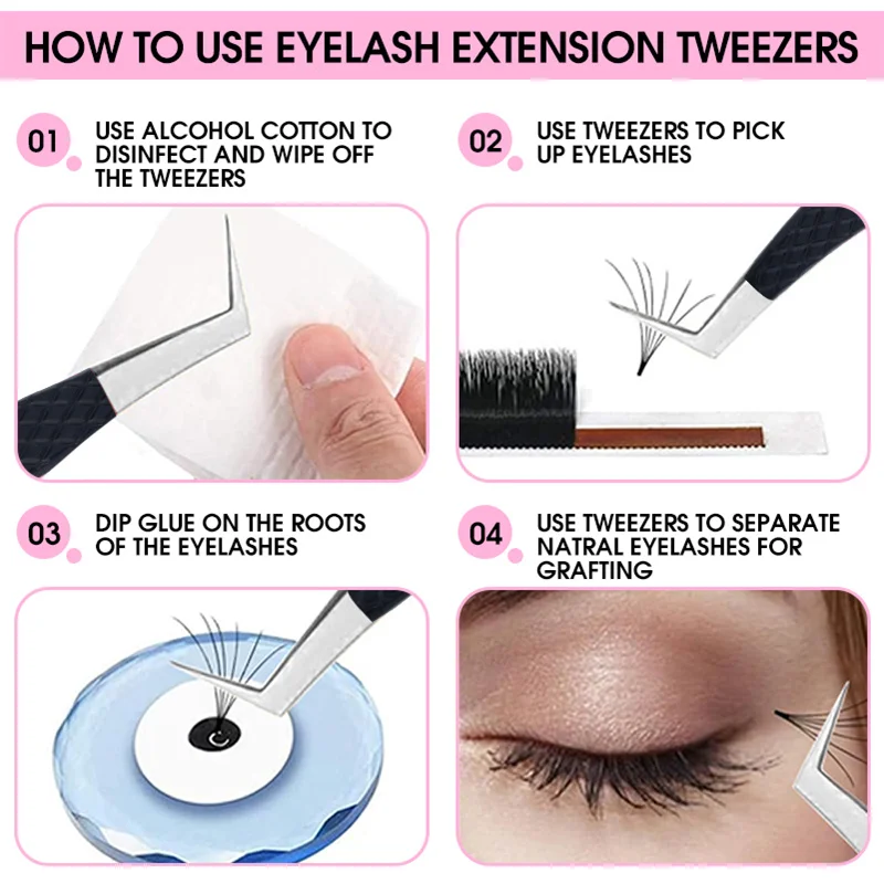 Roestvrijstalen pincet voor wimperverlenging Hoge precisie wimpertransplantatiepincet Nauwkeurige vezel Antislippincet Make-uptools