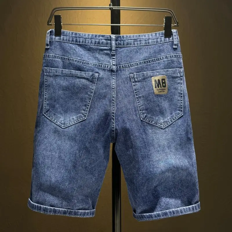 

Summer Classic Shorts Jeans Men Denim Pants Straight Stretch Casual Cool Thin Knee Length Jeans Fashion Brand Daily Trousers