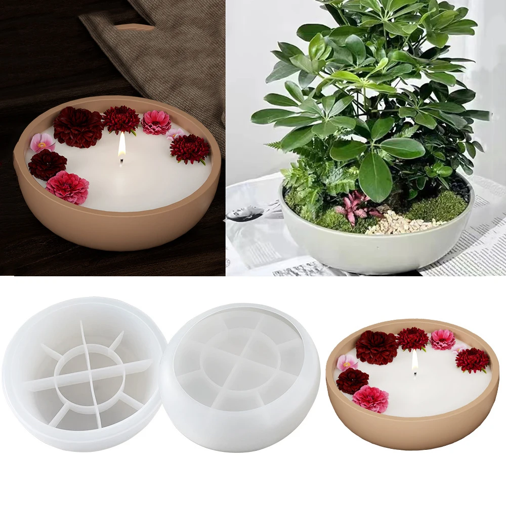 Large Silicone Molds for Concrete Bowl,Round Concrete Candle Jar, Terrazzo Planters, Epoxy Resin Molds, Striped Round Basin Mold