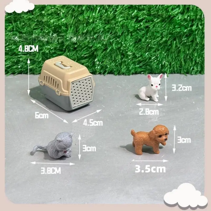 Mini jaula realista para perros y gatos con puerta, casa de muñecas en miniatura, accesorios para muñecas, Mini hábitat para mascotas, 2/4 Uds.