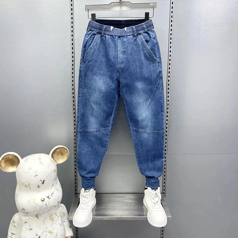 

Trousers For Men Summer New Slim Small Feet Jeans Pure Blue Pants To Do Old Haren Pants Men Clothing Vintage Pantalones Hombre