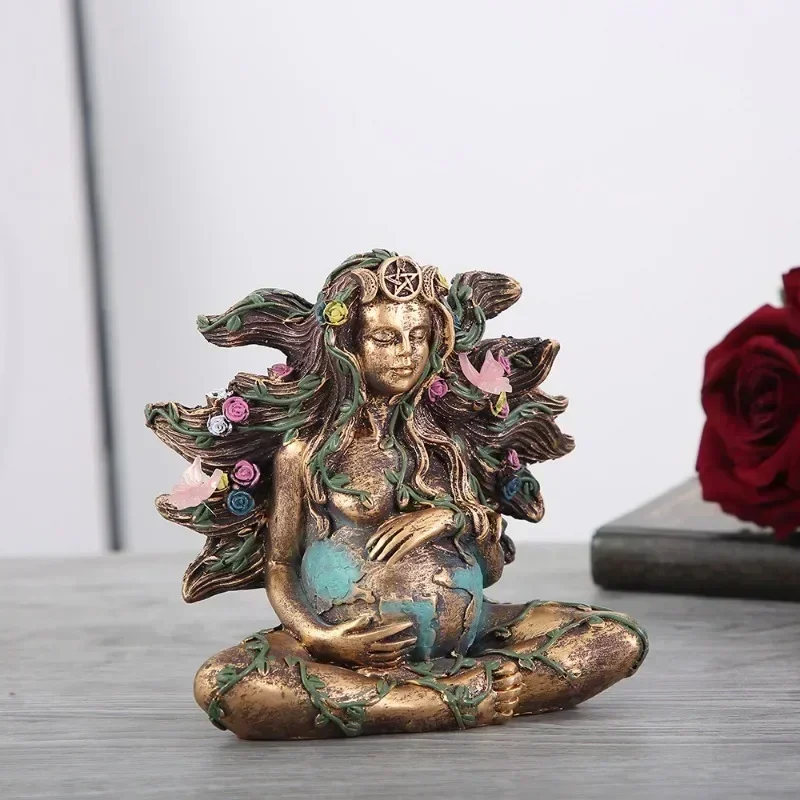 

Hot Sale Mother Earth Statue Gaia Fairy with Butterfly Decor Mythic Buddha Figurine Goddess Healing Chakra Meditation Home Decor