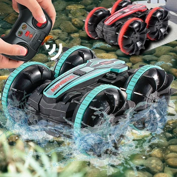 360 rotate Rc cars remote control stunt car double-sided driving water and land amphibious electric toys for children boys