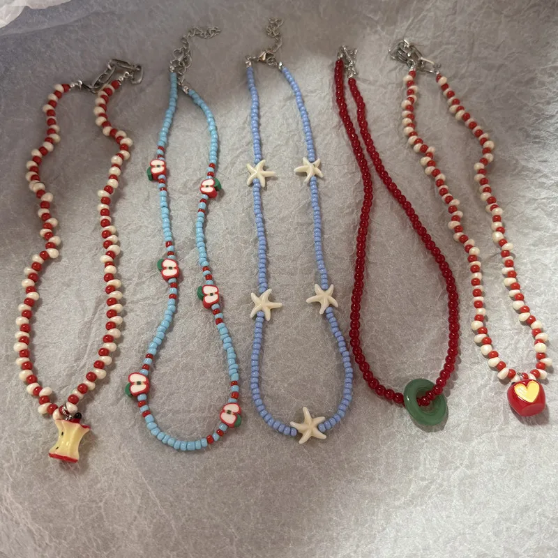 Böhmische handgefertigte Perlen-Halskette, verstellbare bunte Muschel-Surfer-Halsketten, Strand-Kristall-Charms für die Schmuckherstellung
