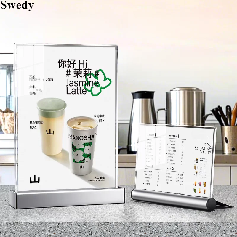 3 Pieces A4 210X297MM Aluminum Acrylic Sign Holder 8.5 x 11 Inch Picture Poster Frame Menu Flyer Paper Holder Display Stand