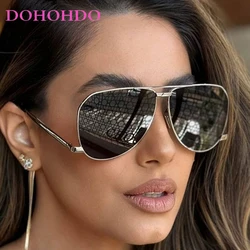 DOHOHDO New Vintage Pilot Sunglasses Women Fashion Luxury Brand Designer Sun Glasses Men Classic Shades Side Cool Shield UV400