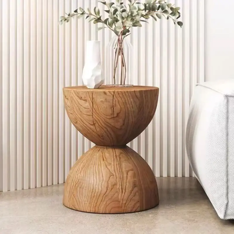 45X31X31CM Factory Round Ornament Wooden Stump Short Stool For Homestay Stump Bedside Table Dropshipping DDP