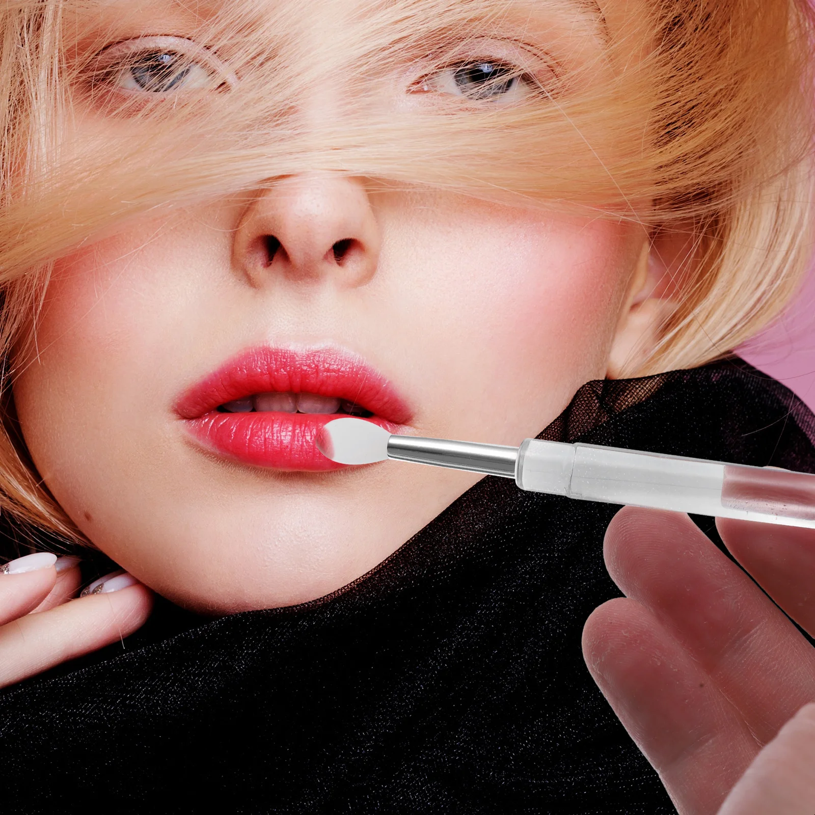 Lot de 4 applicateurs portables en silicone anti-poussière pour rouge à lèvres, baume, fard à paupières, outil de maquillage avec couvercle, respectueux de la peau et de précision