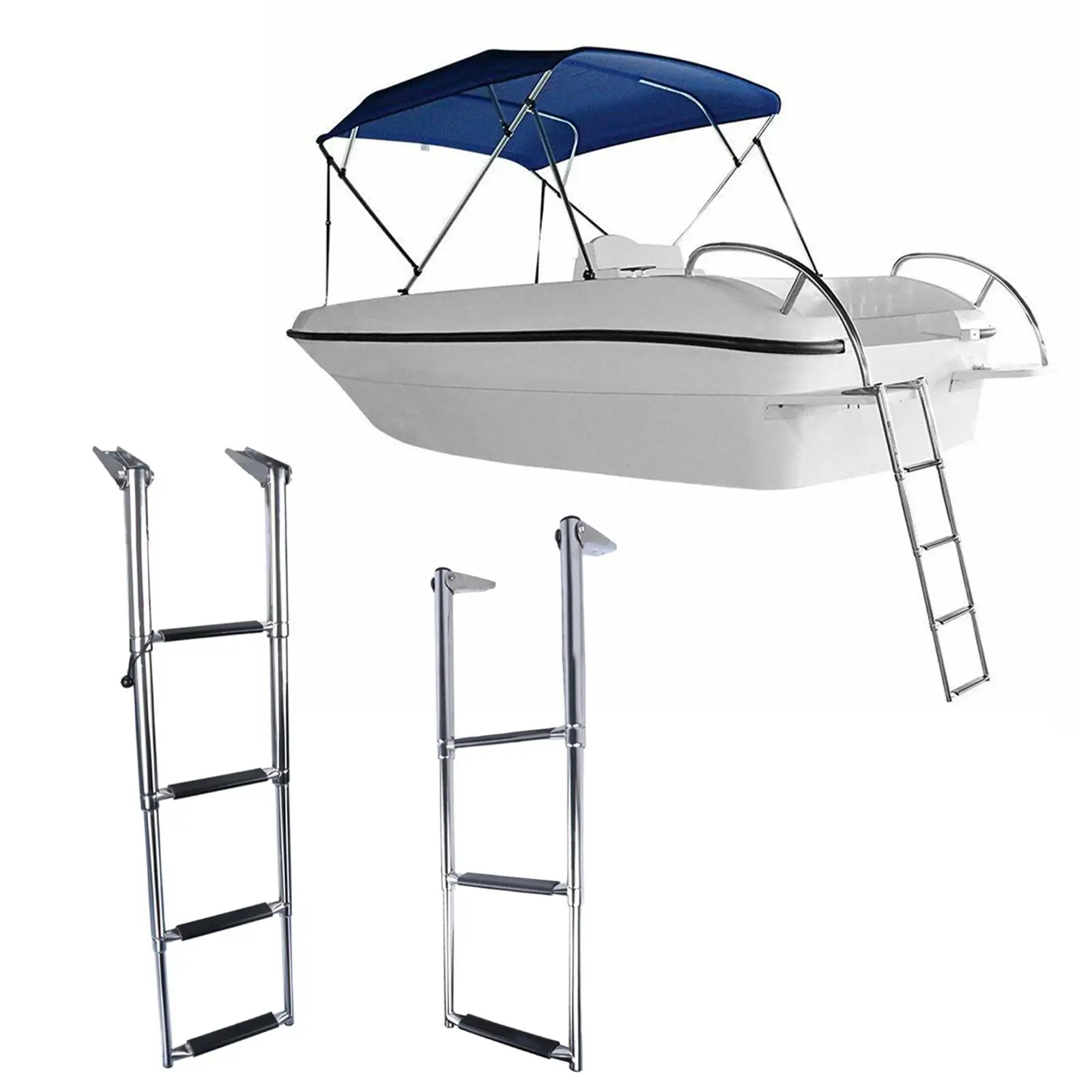 Telescoping Pontoon Boat Ladder Non Slip Extendable Ladder Boarding Steps Ladder