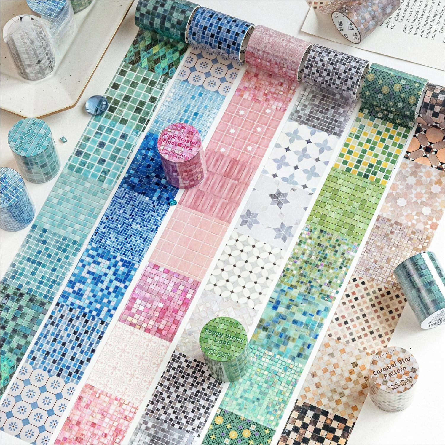 50mm*200cm Vintage Colorful Bricks Gird Landscape Washi Tape Creative DIY Journal Material Collage Scrapbooking Stationery image 3