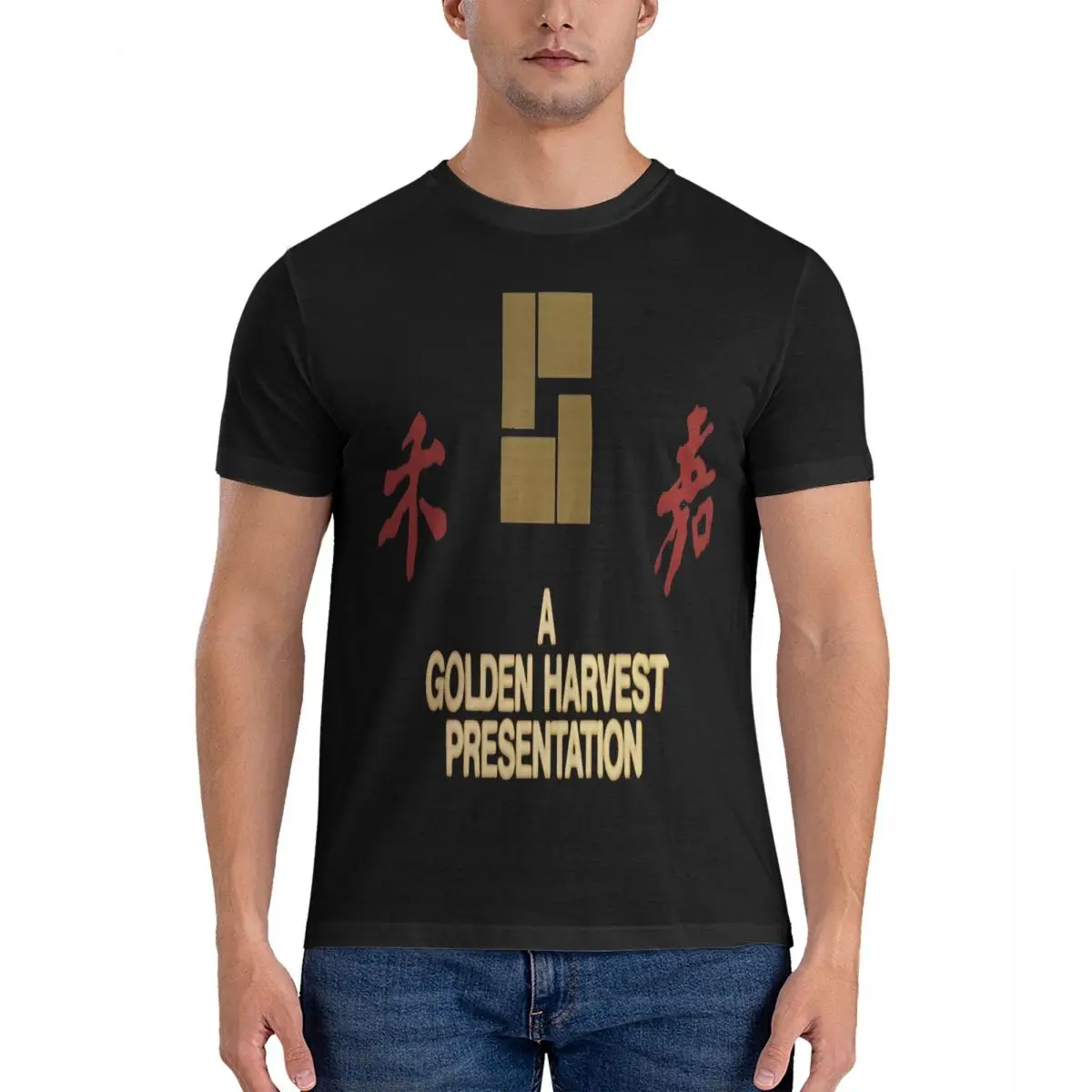 Men T-Shirt Golden Harvest Logo Funny 100% Cotton Tees Short Sleeve Chow Yun Fat T Shirt Round Collar Clothes Unique