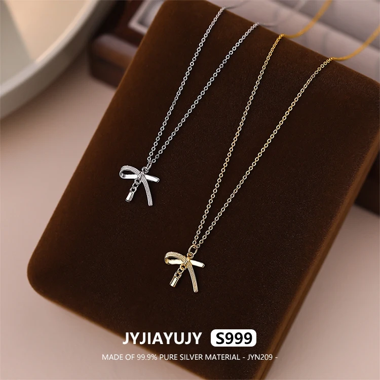 

JYJIAYUJY 100% цельное оригинальное чистое серебро S999 45 см ожерелье-цепочка в наличии бант модные ювелирные изделия подарок на каждый день JYN209