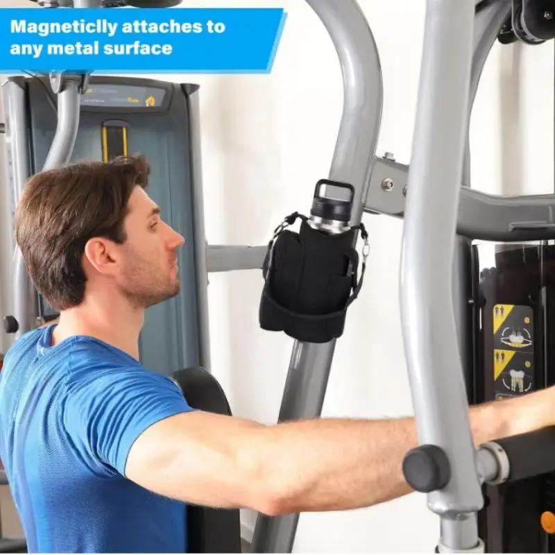 Gym Carrier, Magnetic Gym Pouch, Tumbler Carrier with Strap Phone Pockets,  Portable Crossbody Bag with 6 Built-in Magnets