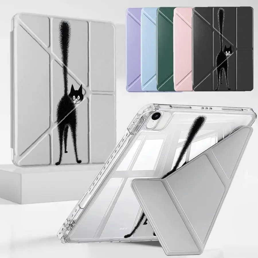 

Чехол для планшета iPad Pro 2025 Mini 6 7 Pro 11-го 10-го 9-го 8-го 7-го поколений 12.9 дюймов Air 4 5 M3 M2 1 2 M4 11 дюймов с Y-образным держателем-подставкой Cat S