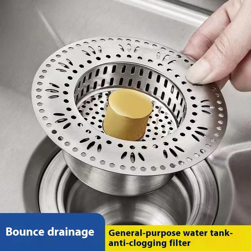 Modern Stainless Steel Kitchen Sink Accessories Set Leak Proof Plug Drain Plug Deodorant Filter and Bounce Core Drain