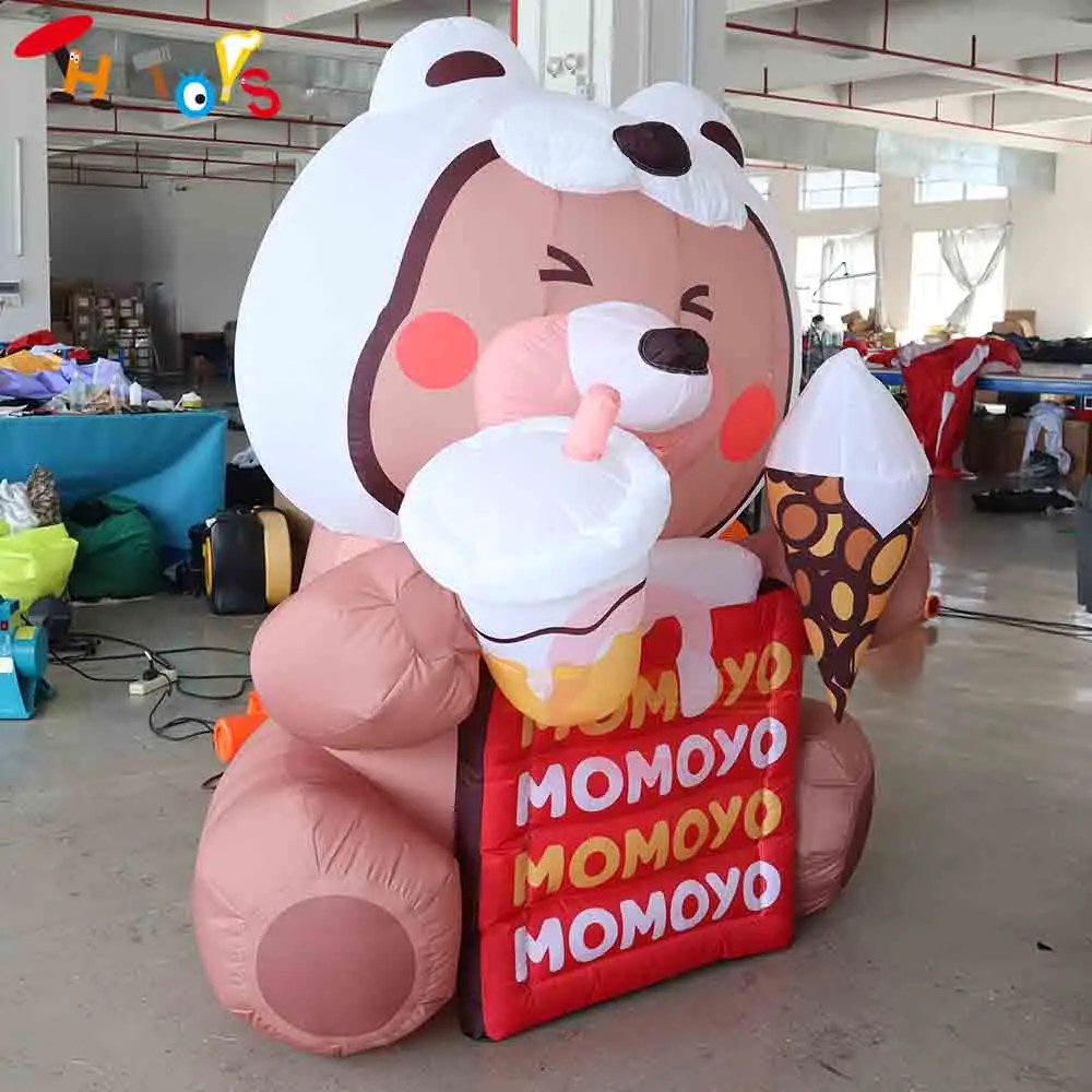 Fast Shipping Lovely Inflatable Bear Cartoon with Ice-cream Blow Up Inflatable Cartoon Model for Advertising