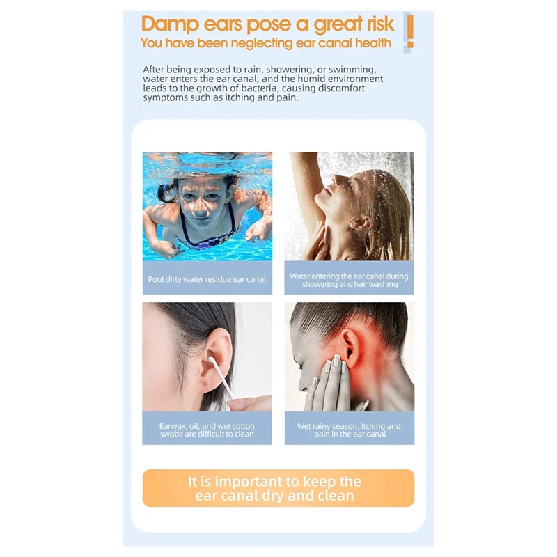 HOT-New Smart Plasma Ear Dryer For Swimming Bathing Water Inlet Electric Warm Air Ear Dryer Drying Ear Canal