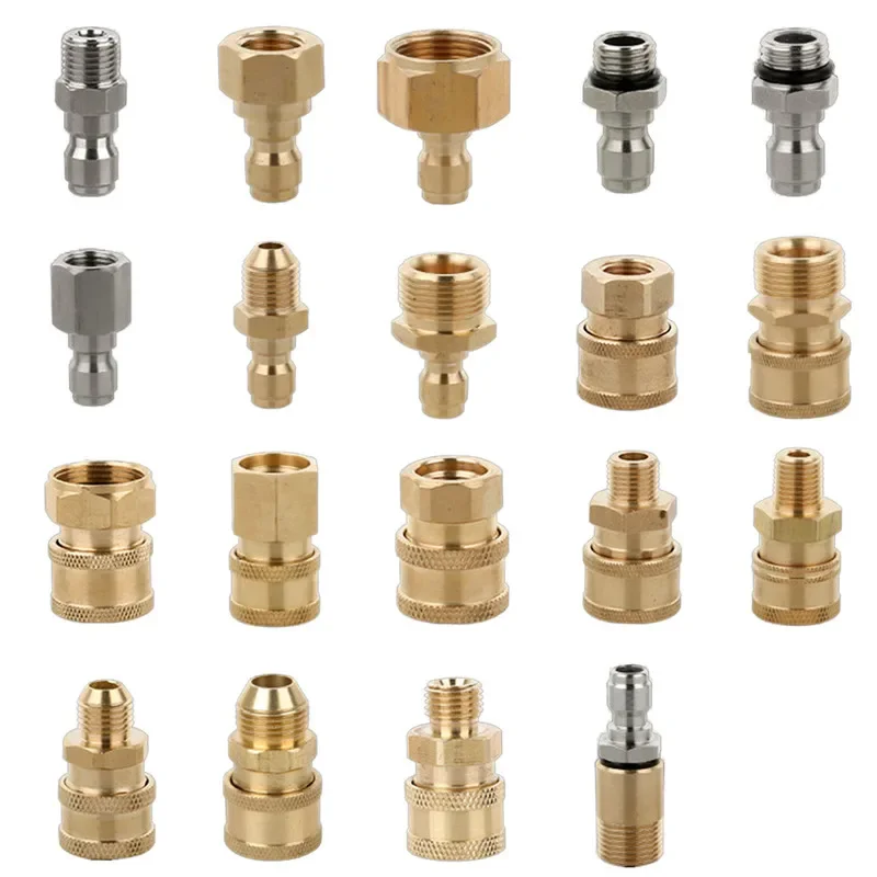 Pressure Washer Adapter Foam Nozzle Brass Connector Kit 1/4 Quick Disconnect M14 M22 Male Female Coupler for Car Washing Tool