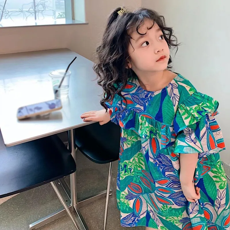 Baby Girls Summer Dress Children Kids Fashion Korean Style Loose Posh Outdoor Leisure Princess Floral Dress