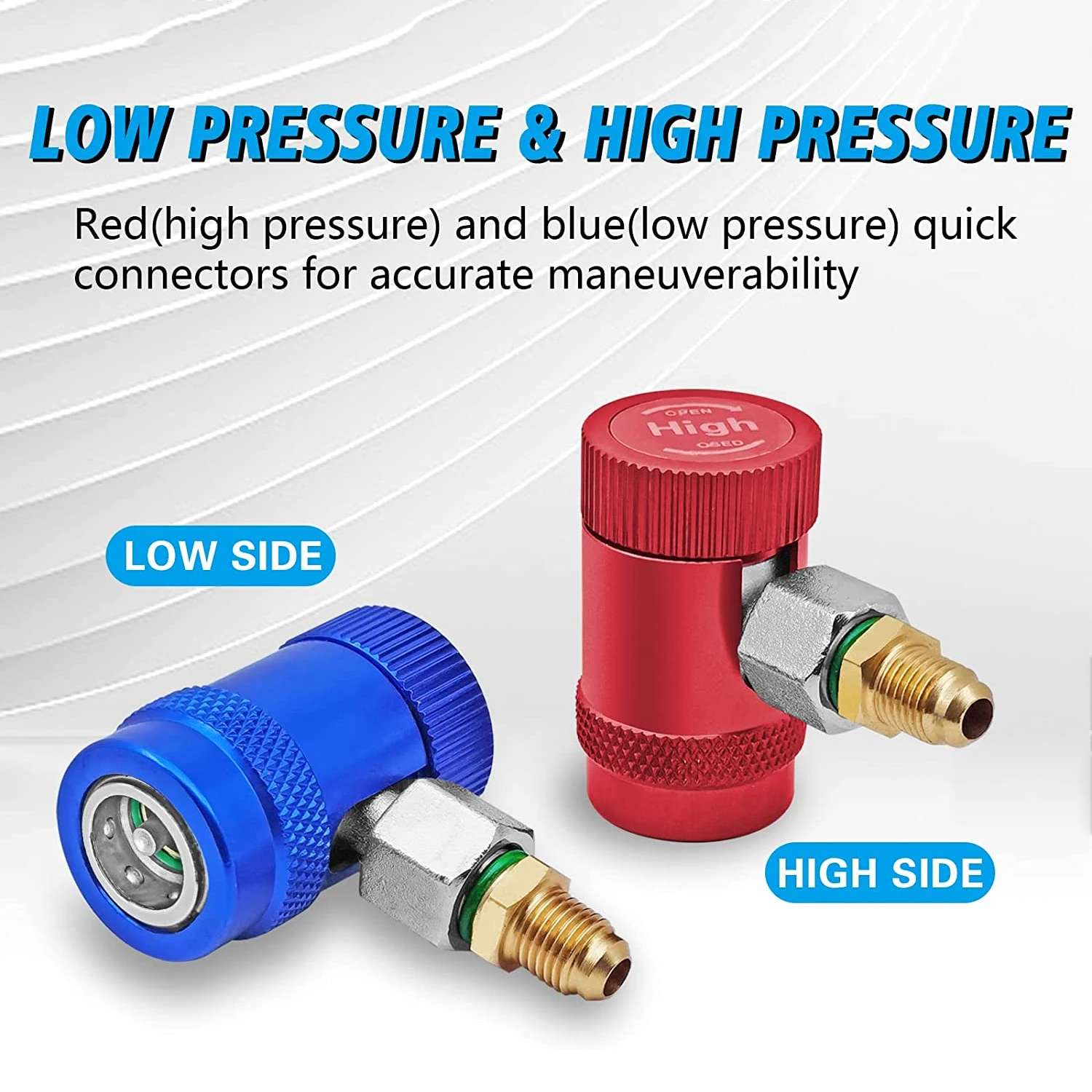 محولات المقرنات السريعة 1 زوج R1234yf محولات المقرنات السريعة قابل للتعديل 1/4 "ذكر ميناء التيار المتناوب شحن تركيبات الضغط العالي والمنخفض