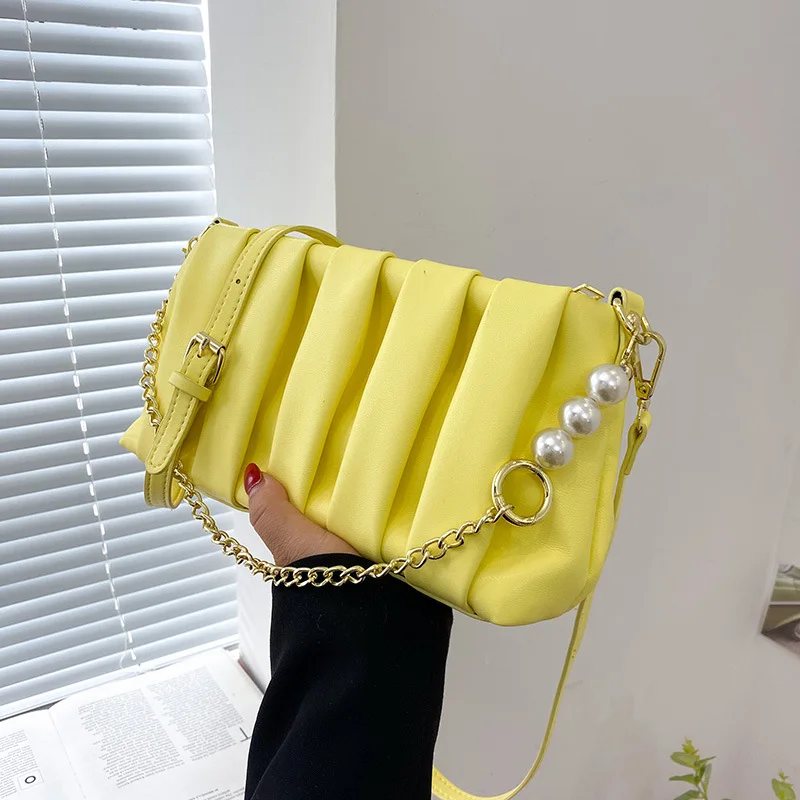 Summer Simple Green White Yellow Small Handbags For Women 2024 Fashion Korean Daily Shopping Shoulder Bag Ladies Party Tote Bag