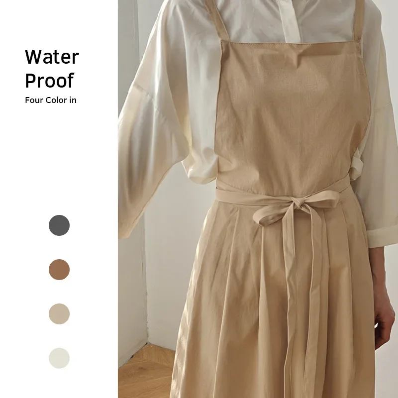 Home Flower Arrangement Party Korean-style Kitchen Apron Cotton Linen Waterproof Fabric Factory Pinafore Floral Shop Clothing