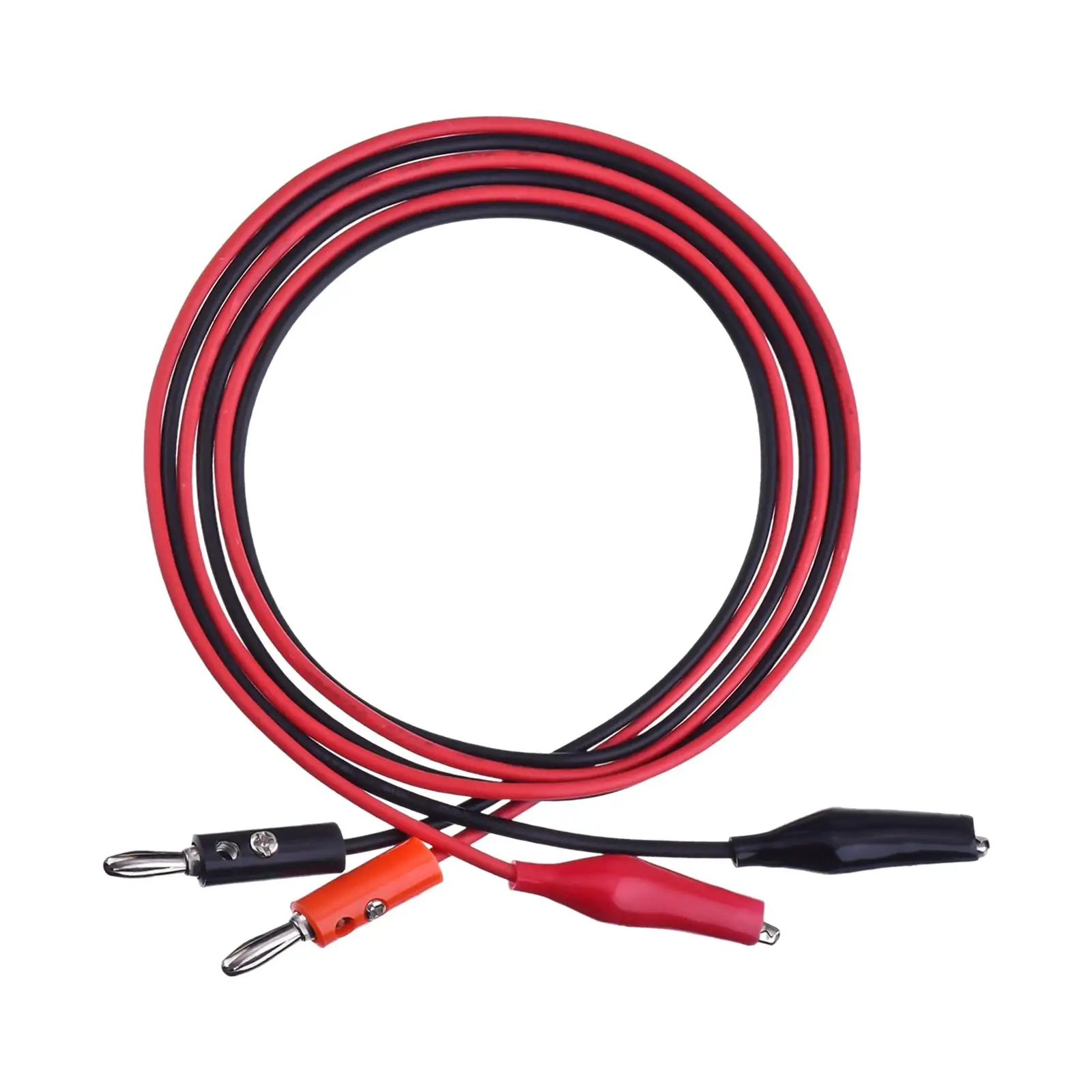 قابس الموز إلى خط اختبار الطاقة بمشبك التمساح، 2 قابس باللونين الأحمر والأسود إلى مشبكين، بطول 1 متر