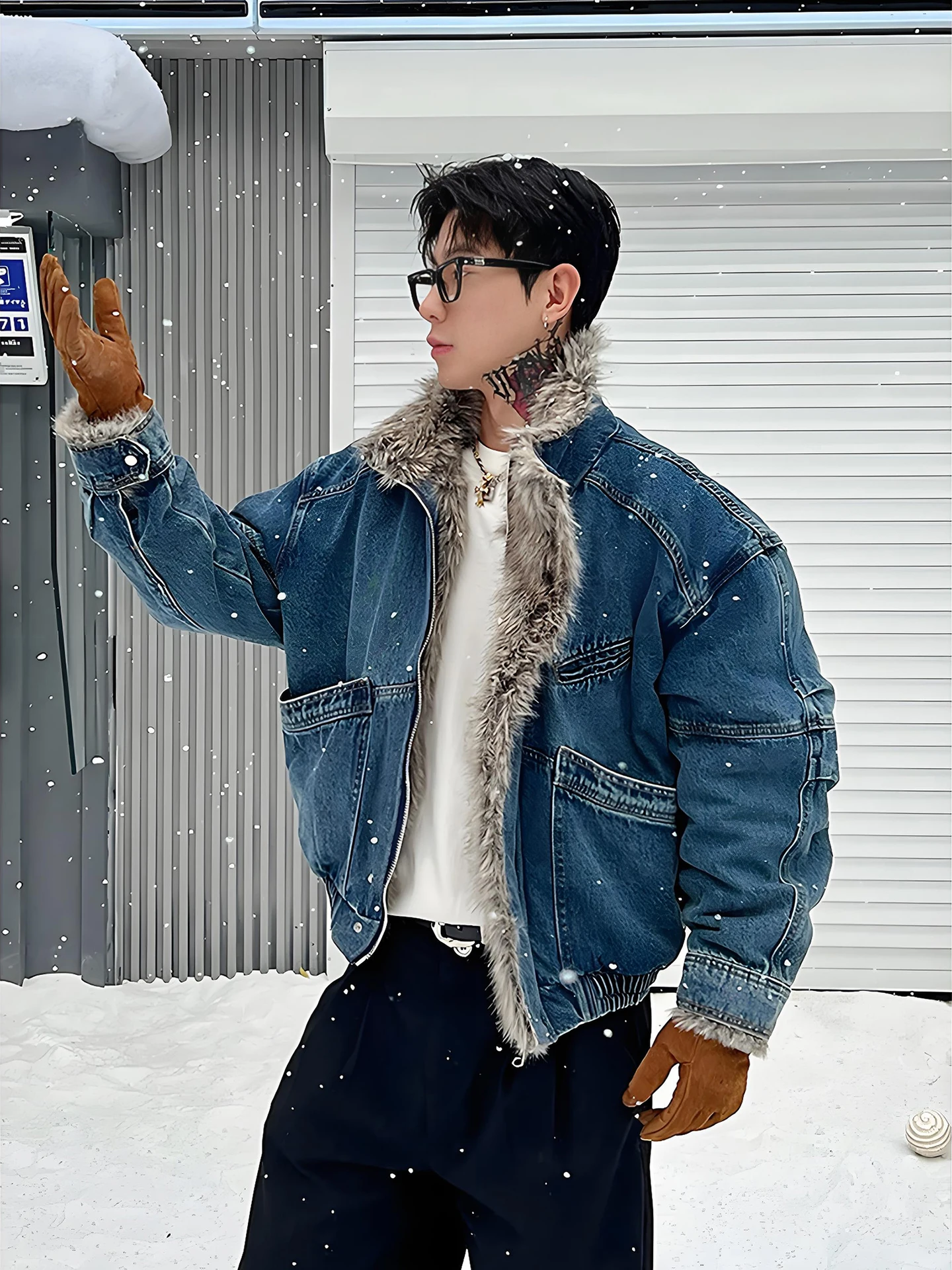 

Ретро американское синее лоскутное пальто с орлом, мужское зимнее джинсовое пальто на подкладке из хлопка или летная куртка, молодежное повседневное теплое Thiened