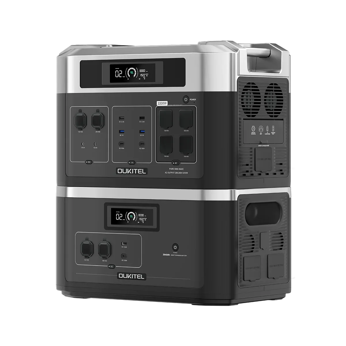 OUKITEL 2200W Power Station Portable Solar Generator Powerstation With 2048Wh Expansion Batteries