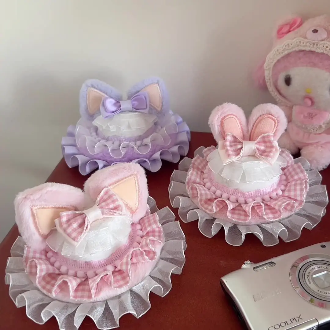 

Original Lolita Pink Cute Elegant Hat with Rabbit Ears, Mini Hat Headdress Hair Clip for Lolita Girls Lolita Hair Accessories