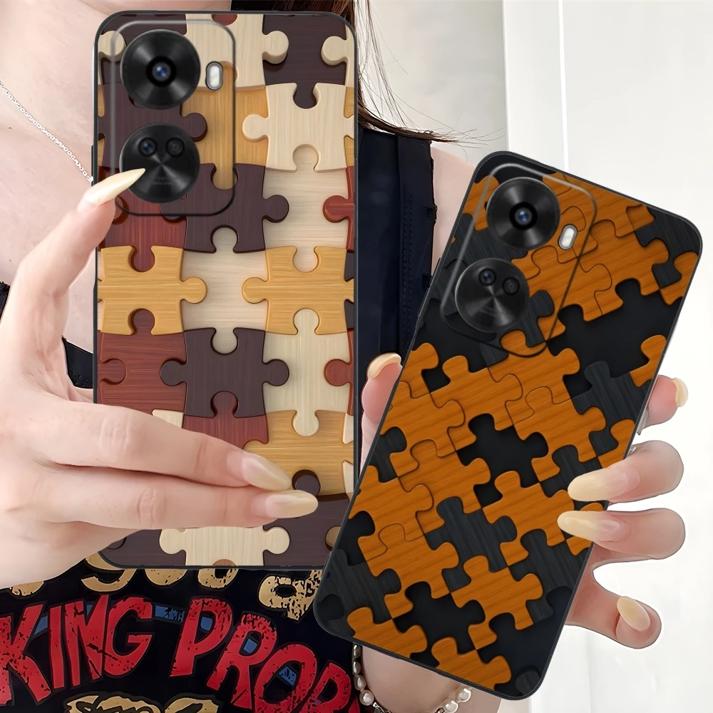 Puzzle Pretty Fashion Mobile Cell Phone Case for Huawei Nova 12 11 10 9 8 7 Pro SE 5G Black Soft Phone Cover Shell