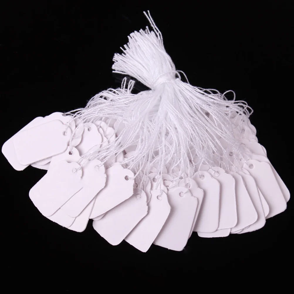 95/500/1000pcs White Marking Tags Price Tags Jewelry Clothing Display Tag Paper Price Labels With Hanging String