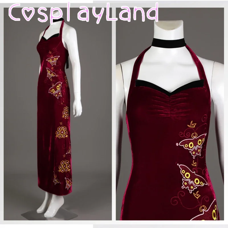 Disfraz de juego Ada Wong para mujer, traje Cheongsam Sexy con cuello Halter, Espalda descubierta, abertura alta, Halloween, Carnaval, batalla