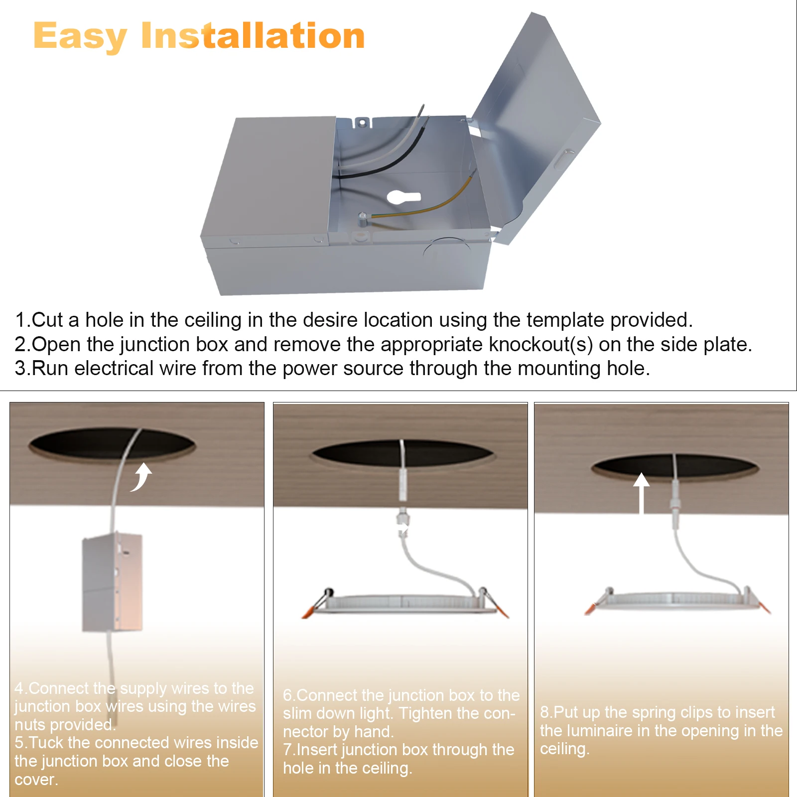 Imagem -04 - Ultra-fino Led Embutido Luz de Teto com Caixa de Junção Luz Regulável Luz sem Costura 2700k 3000k 4000k 5000k 6500k Polegadas Polegadas 12 Pcs